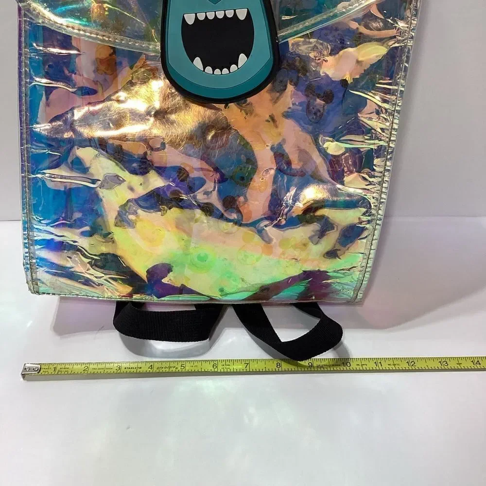 Disney Monsters Inc Iridescent Plastic Vinyl Backpack With Cloth Pouch